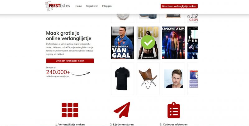 Feestlijstjes.nl screenshot